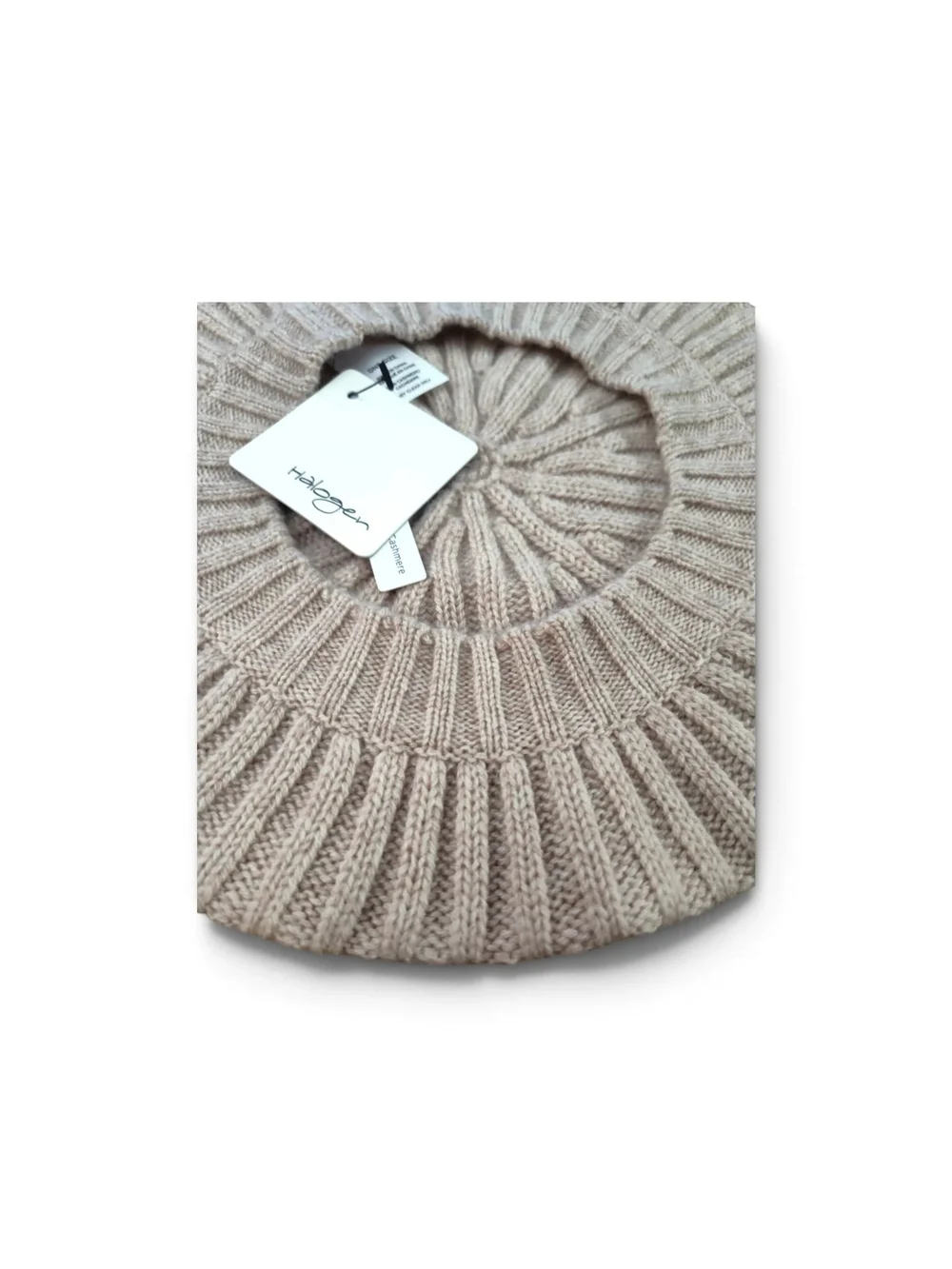 NWT Halogen Cashmere Ribbed Knit Beret Hat Beige Womens - Fall Winter